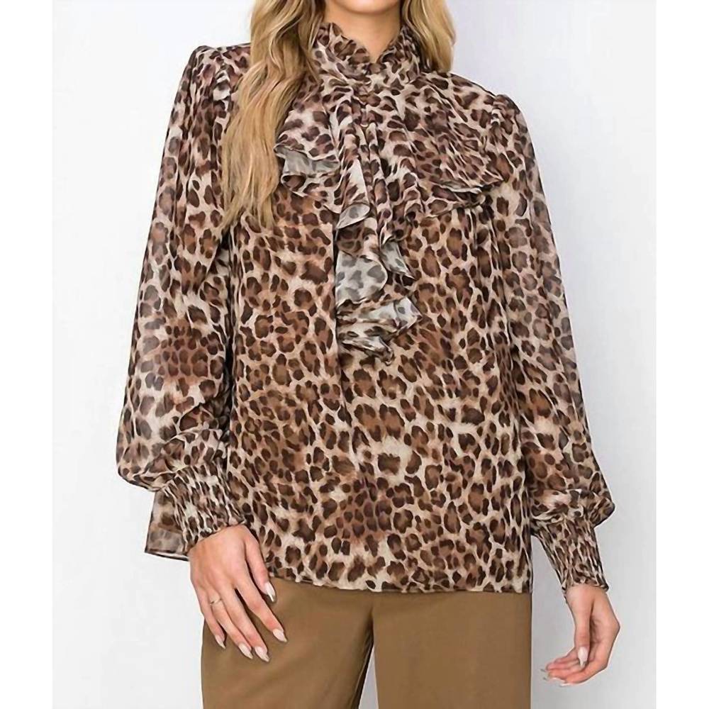 NEW JOH winnie animal print top in brown
